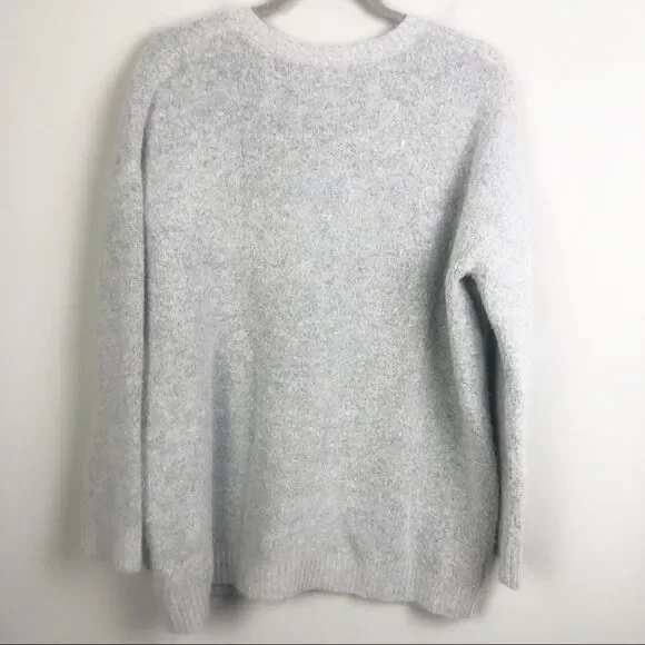 FOREVER 21 | Fuzzy Lace Up Sweater Light Gray & Black Women’s Size Large - Picture 7 of 8
